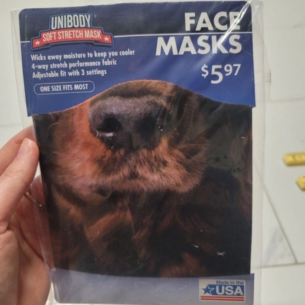 dark dog face mask - new in package